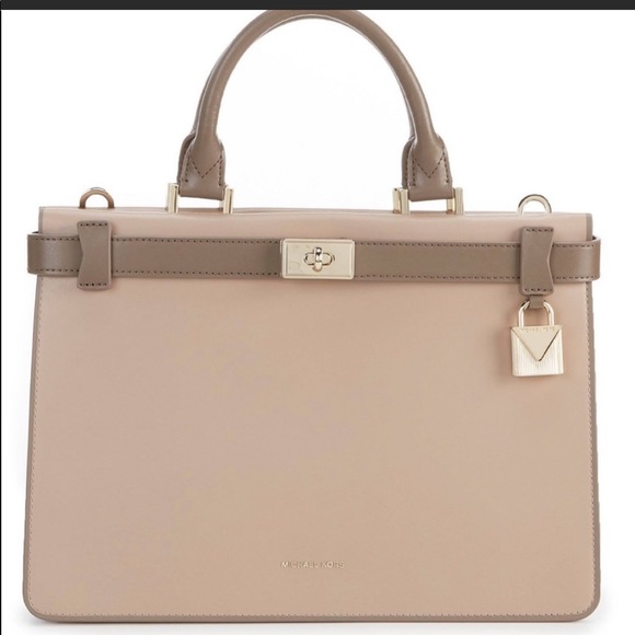 NWT Michael Kors Tatiana Satchel Truffle/Mushroom - Picture 1 of 9